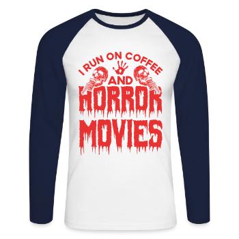 Film d’horreur Film d’horreur Film d’horreur Slasher Film Cadeau - T-shirt baseball manches longues Homme - blanc/marine - Devant - Nik (191cm)