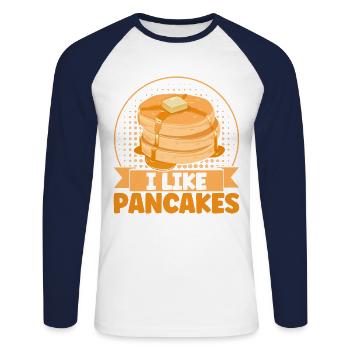 Crêpes Jour Petit déjeuner Crêpes Crêpes Crêpes - T-shirt baseball manches longues Homme - blanc/marine - Devant - Nik (191cm)