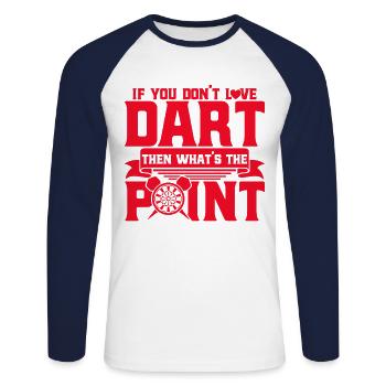 Dart Hobby Dartboard Dart Throw Gift - Unisex Long Sleeve Baseball T-Shirt - white/navy - Front - Nik (191cm)