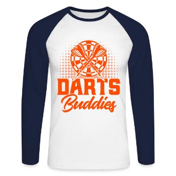 Dartboard Dart Throw Darts Gift - Unisex Long Sleeve Baseball T-Shirt - white/navy - Front - Nik (191cm)