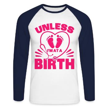 Obstétricien Sage-femme Doula Cadeau - T-shirt baseball manches longues Homme - blanc/marine - Devant - Nik (191cm)