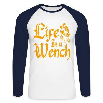 Middle Ages Fair Medieval Middle Ages - Unisex Long Sleeve Baseball T-Shirt - white/navy - Front - Nik (191cm)