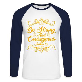 Christian Religious Bible Verse Gift - Unisex Long Sleeve Baseball T-Shirt - white/navy - Front - Nik (191cm)