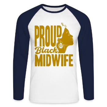 Obstétricien Obstétricien Doula Cadeau - T-shirt baseball manches longues Homme - blanc/marine - Devant - Nik (191cm)