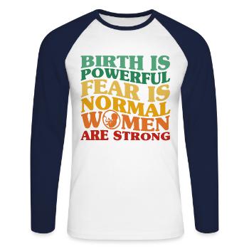 Sage-femme LD Travail Obstétricien Cadeau - T-shirt baseball manches longues Homme - blanc/marine - Devant - Nik (191cm)