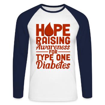 Supporters of Type 1 Diabetes Diabetes Month Dia - Unisex Long Sleeve Baseball T-Shirt - white/navy - Front - Nik (191cm)
