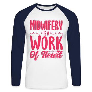 Obstetrician Obstetrician Doula Gift - Unisex Long Sleeve Baseball T-Shirt - white/navy - Front - Nik (191cm)