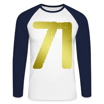 71 Maillot numéro - T-shirt baseball manches longues Homme - blanc/marine - Devant - Nik (191cm)