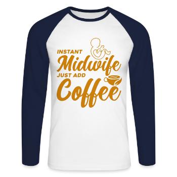 LD Work Obstetrician Obstetrician Gift - T-shirt baseball manches longues Homme - blanc/marine - Devant - Nik (191cm)