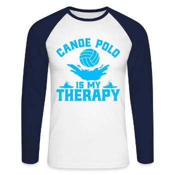 Canoë polo Équipe de canoë-polo Canoë-kayak Ges - T-shirt baseball manches longues Homme - blanc/marine - Devant - Nik (191cm)