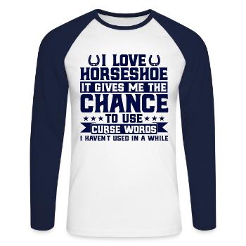 Horseshoe Throwing Horseshoe Throwing Horseshoe Launcher - Unisex Long Sleeve Baseball T-Shirt - white/navy - Front - Nik (191cm)