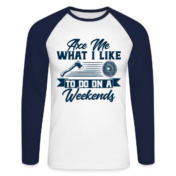 Äxte werfen Axtwerfen Axt Werfer Geschenk - Unisex Baseballshirt langarm - Weiß/Navy - Vorne - Nik (191cm)