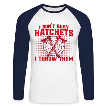 Axe Throwing Axe Throwing Competitions Axe Throwing Ges - Unisex Long Sleeve Baseball T-Shirt - white/navy - Front - Nik (191cm)