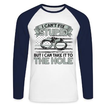Prison guard Prison officer Prison officer - Unisex Long Sleeve Baseball T-Shirt - white/navy - Front - Nik (191cm)