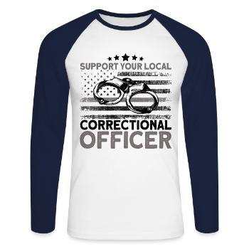 Correctional officer Handcuffs Prison guard - Unisex Long Sleeve Baseball T-Shirt - white/navy - Front - Nik (191cm)