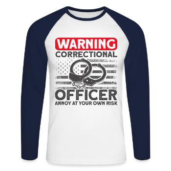 Handcuffs Prison guard Correctional officer - Unisex Long Sleeve Baseball T-Shirt - white/navy - Front - Nik (191cm)