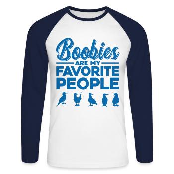 Seabird Blue-footed Gannet Gift - Unisex Long Sleeve Baseball T-Shirt - white/navy - Front - Nik (191cm)