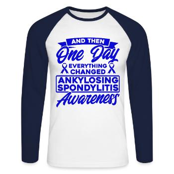 Spondylarthrite ankylosante prise en charge de la spondylarthrite a - T-shirt baseball manches longues Homme - blanc/marine - Devant - Nik (191cm)