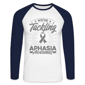 Grey Loop Aphasia Support Aphasia Overl - T-shirt baseball manches longues Homme - blanc/marine - Devant - Nik (191cm)