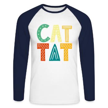 Chat Maman Chat Parents Chat Amoureux des Chats Cadeau - T-shirt baseball manches longues Homme - blanc/marine - Devant - Nik (191cm)