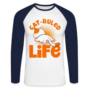 Chats Dictons Chats Amoureux Chat Parents Histoires - T-shirt baseball manches longues Homme - blanc/marine - Devant - Nik (191cm)