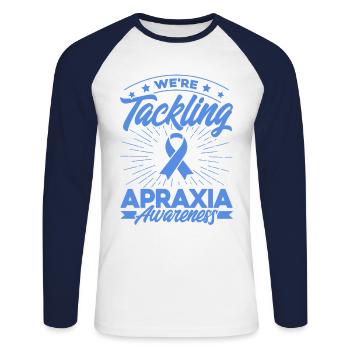 Blue Ribbon Apraxia Support Apraxia Overl - T-shirt baseball manches longues Homme - blanc/marine - Devant - Nik (191cm)