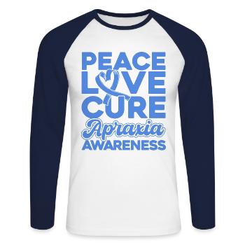 Apraxie Conscience Ruban bleu Apraxie survivant - T-shirt baseball manches longues Homme - blanc/marine - Devant - Nik (191cm)