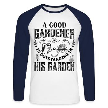 Hobby gardeners, fruit and vegetable gardeners - Unisex Long Sleeve Baseball T-Shirt - white/navy - Front - Nik (191cm)