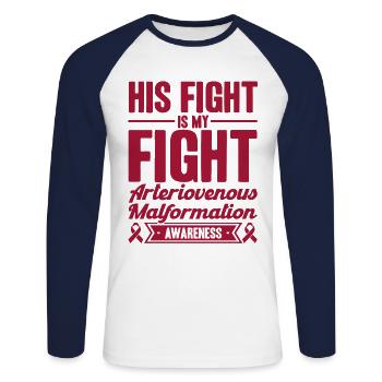 Conscience de malformation artérioveineuse Arteriovenö - T-shirt baseball manches longues Homme - blanc/marine - Devant - Nik (191cm)