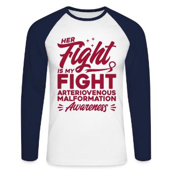 Malformation artérioveineuse Survivant Arterioven - T-shirt baseball manches longues Homme - blanc/marine - Devant - Nik (191cm)