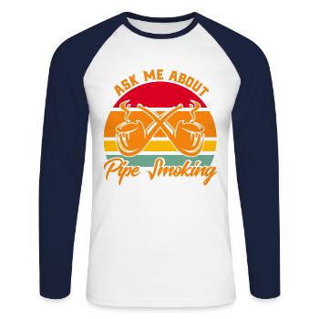 Pipe smoking pipe lovers pipe tobacco gesc - Unisex Long Sleeve Baseball T-Shirt - white/navy - Front - Nik (191cm)