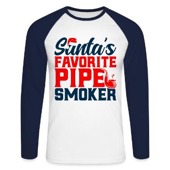 Pipe Smokers Community Pipe Smoking Pipes en - Unisex Long Sleeve Baseball T-Shirt - white/navy - Front - Nik (191cm)