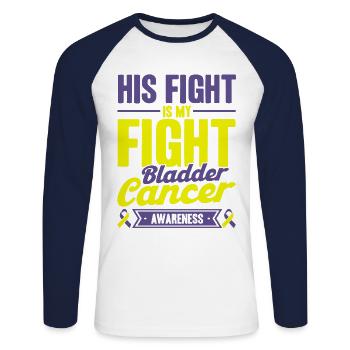 cancer de la vessie conscience cancer de la vessie sous - T-shirt baseball manches longues Homme - blanc/marine - Devant - Nik (191cm)