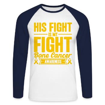 Bone Cancer Awareness Bone Cancer Support - Unisex Long Sleeve Baseball T-Shirt - white/navy - Front - Nik (191cm)