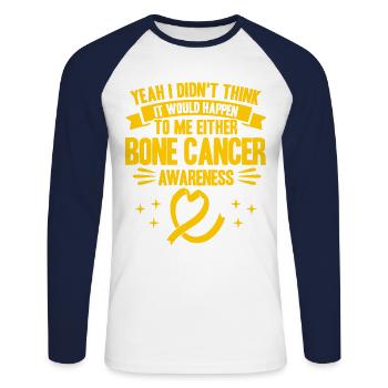 Bone Cancer Fighter Bone Cancer Awareness Knoc - Unisex Long Sleeve Baseball T-Shirt - white/navy - Front - Nik (191cm)