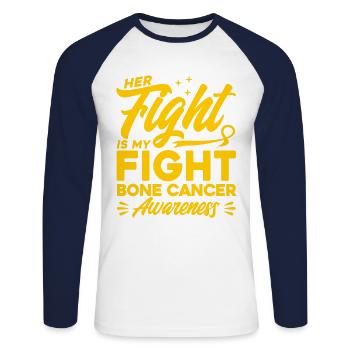 Bone Cancer Survivor Bone Cancer Support - Unisex Long Sleeve Baseball T-Shirt - white/navy - Front - Nik (191cm)
