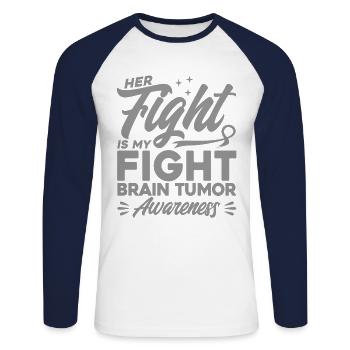 Brain Tumor Surviving Brain Tumor Support Hir - Unisex Long Sleeve Baseball T-Shirt - white/navy - Front - Nik (191cm)
