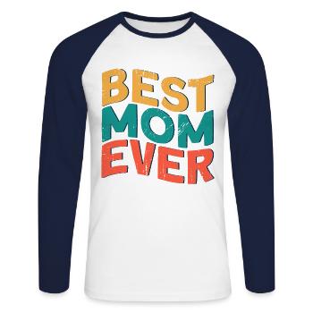 Cadeau de fête des mères familial jumelé aux mères - T-shirt baseball manches longues Homme - blanc/marine - Devant - Nik (191cm)