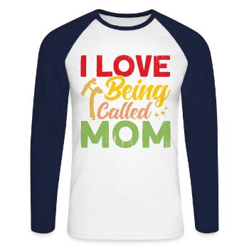 Mama Passende Familie Großmutter Geschenk - Unisex Baseballshirt langarm - Weiß/Navy - Vorne - Nik (191cm)