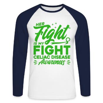 Celiac Disease Survivor Celiac Disease Support Coeliac - Unisex Long Sleeve Baseball T-Shirt - white/navy - Front - Nik (191cm)