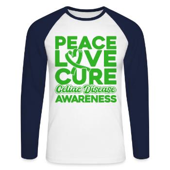 Celiac Awareness Green Ribbon Celiac Disease Überl - Unisex Long Sleeve Baseball T-Shirt - white/navy - Front - Nik (191cm)