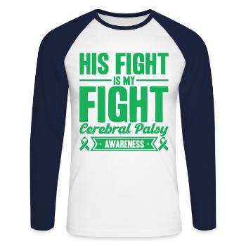Cerebral palsy consciousness Cerebral palsy Un - Unisex Long Sleeve Baseball T-Shirt - white/navy - Front - Nik (191cm)
