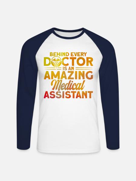 Aide-soignant Assistante médicale - T-shirt baseball manches longues Homme - blanc/marine