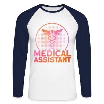 Medizinische Schule Medizinische Assistentin CMA G - Unisex Baseballshirt langarm - Weiß/Navy - Vorne - Nik (191cm)