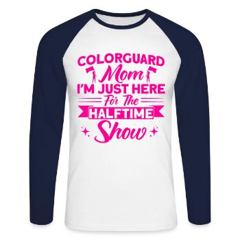 Colorguard Mom hier für die Halbzeitshow Fahnenwac - Unisex Baseballshirt langarm - Weiß/Navy - Vorne - Nik (191cm)