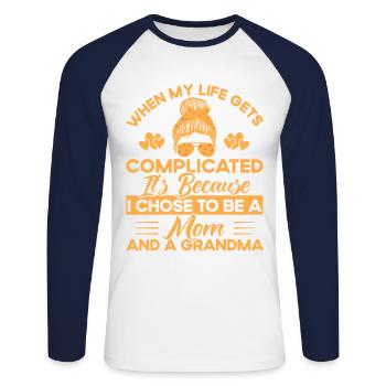 Wenn mein Leben kompliziert wird Mutter & Großmutt - Unisex Baseballshirt langarm - Weiß/Navy - Vorne - Nik (191cm)