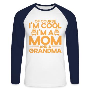 Natürlich bin ich cool Mutter & Großmutter Geschen - Unisex Baseballshirt langarm - Weiß/Navy - Vorne - Nik (191cm)