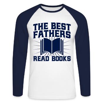 The Best Fathers Read Books Read Book Gift - Unisex Long Sleeve Baseball T-Shirt - white/navy - Front - Nik (191cm)
