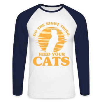 Katzenmama Katzeneltern Katzen Liebhaber Geschenk - Unisex Baseballshirt langarm - Weiß/Navy - Vorne - Nik (191cm)