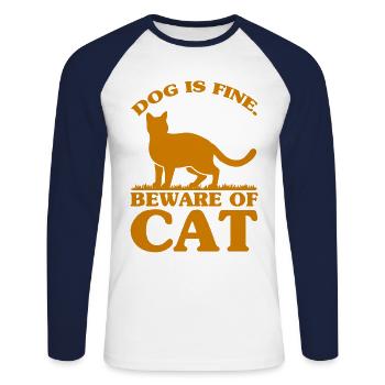 Chat Parents Chat Chats Dictons Cadeau - T-shirt baseball manches longues Homme - blanc/marine - Devant - Nik (191cm)